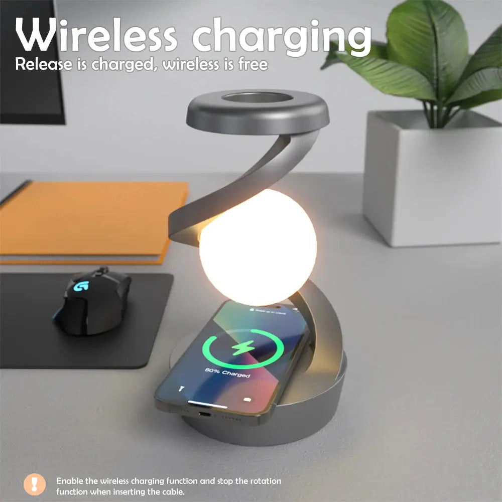 Veilleuse LED rotative à 360° avec chargeur sans fil - Malanterne.fr